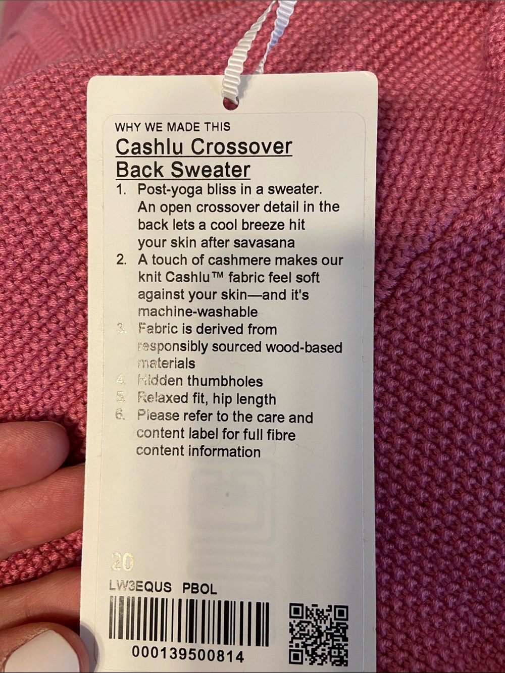 Lululemon Athleisure Cozy Oversized Cashlu Crossover Back Sweater Size 20 NEW - Picture 7 of 7